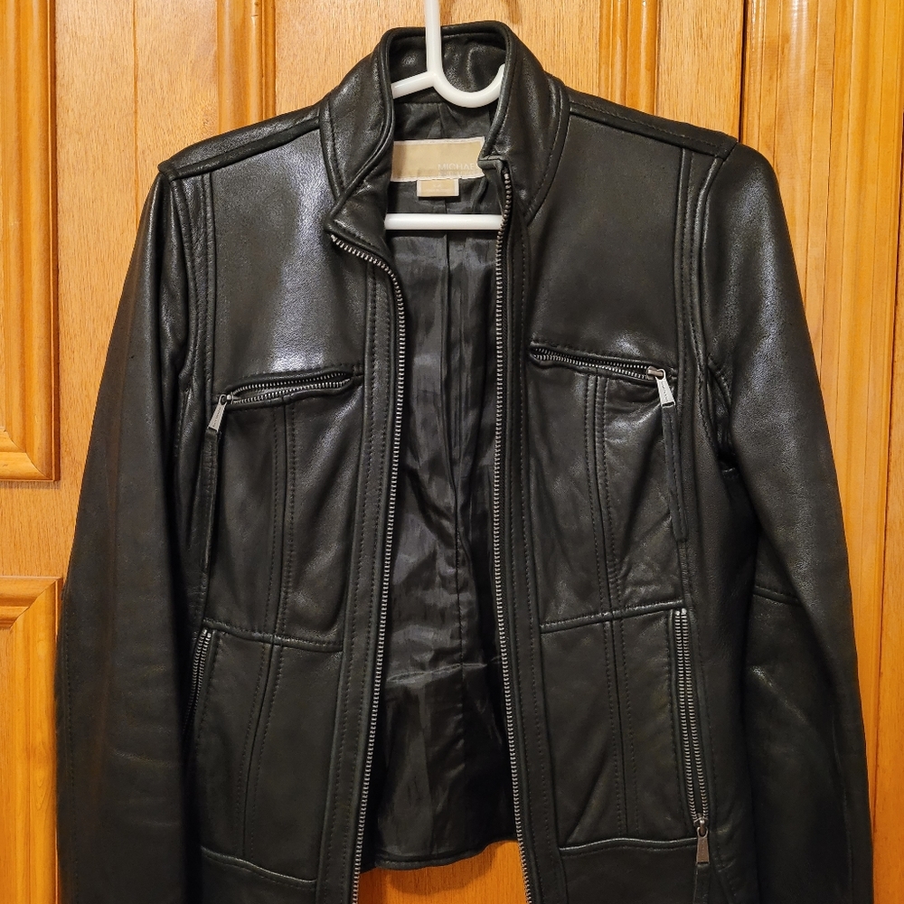 Black leather jacket